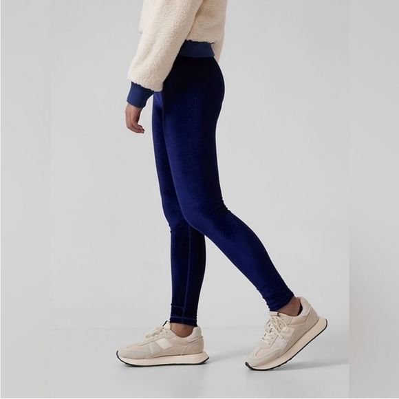 Athleta Other - Athleta Girl High Rise Chit Chat Velvet Tight Leggings XL 14 Dark Blue Navy New
